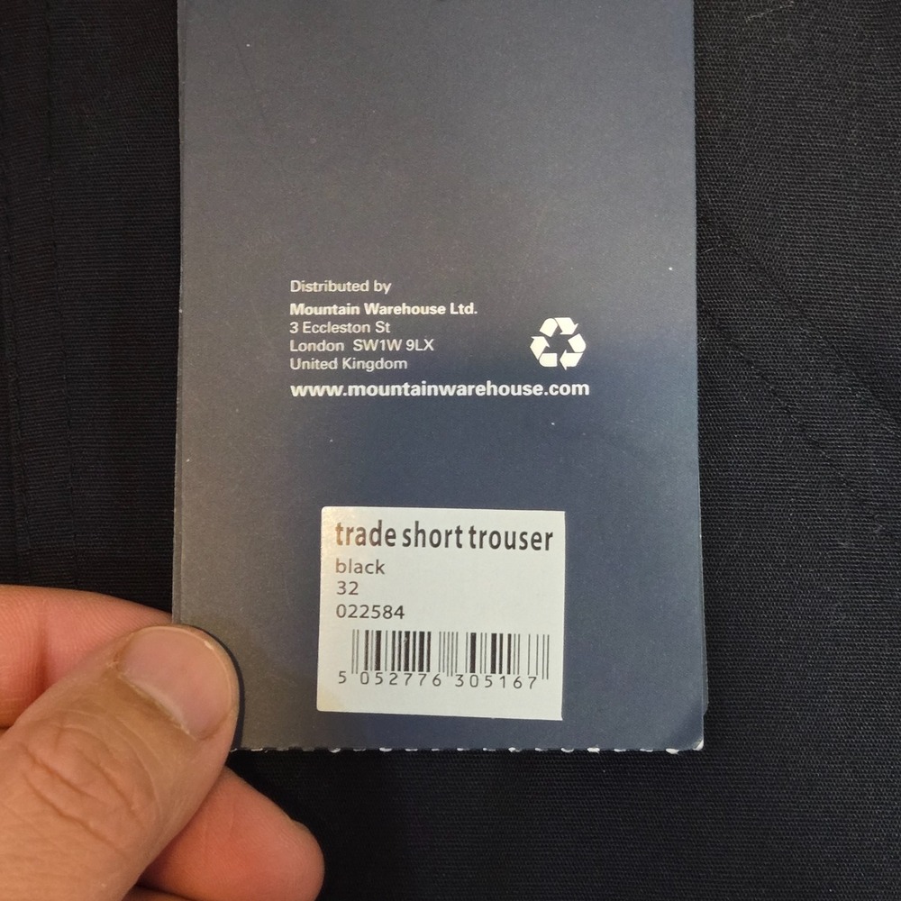 Men's Mountain Warehouse Trade Short Trousers Black Water Resistant Hiking Sz 32 - Picture 5 of 14